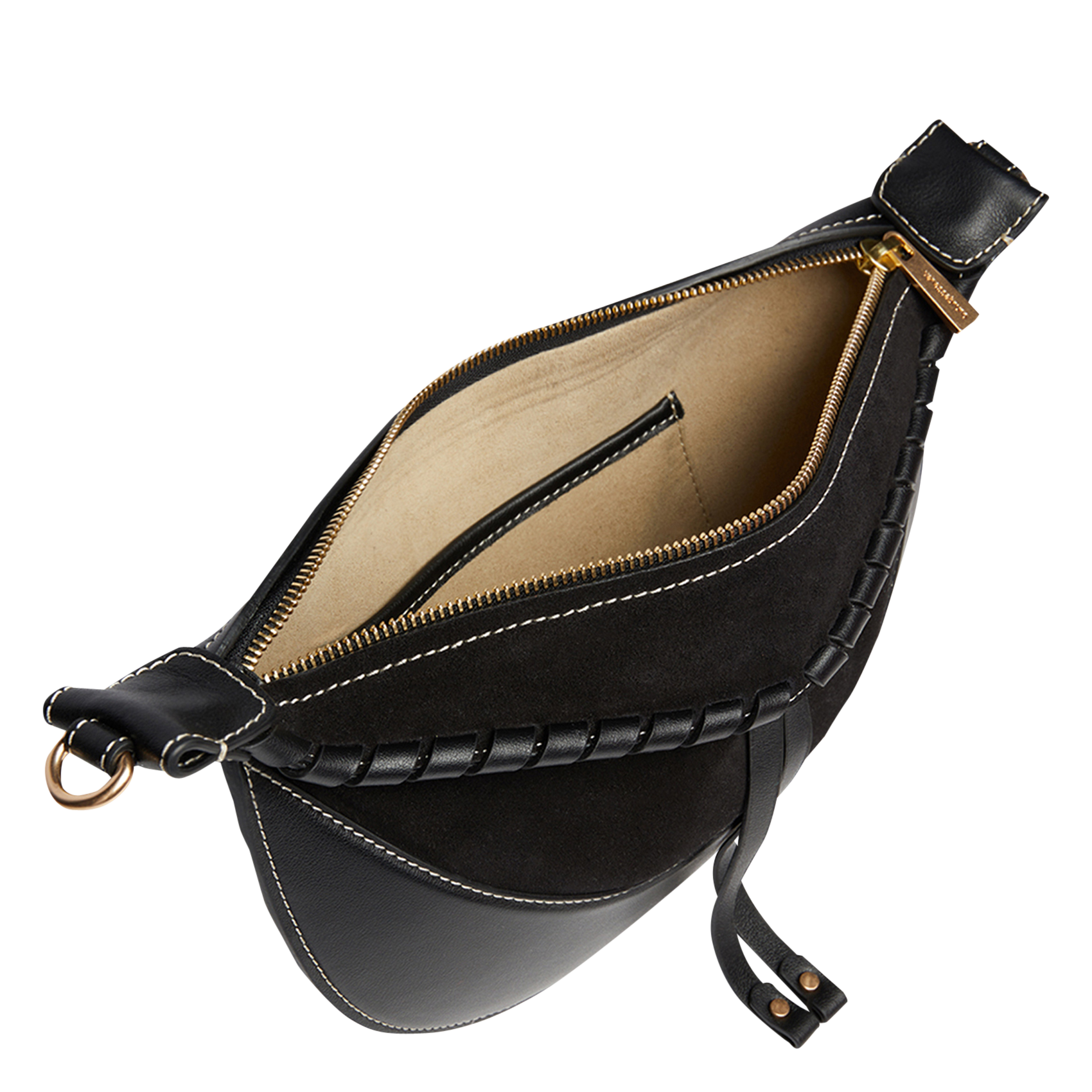 Sac banane en cuir lisse | Noir