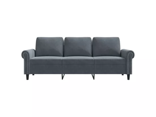 Canapé à 3 places Gris foncé 180 cm Velours