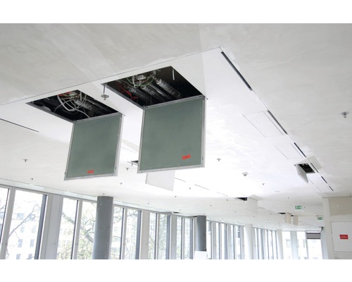 Alumatisch toegangspaneel met 12,5 mm gipsplaatinzetstuk en veiligheidspal, 1000 mm x 1000 mm