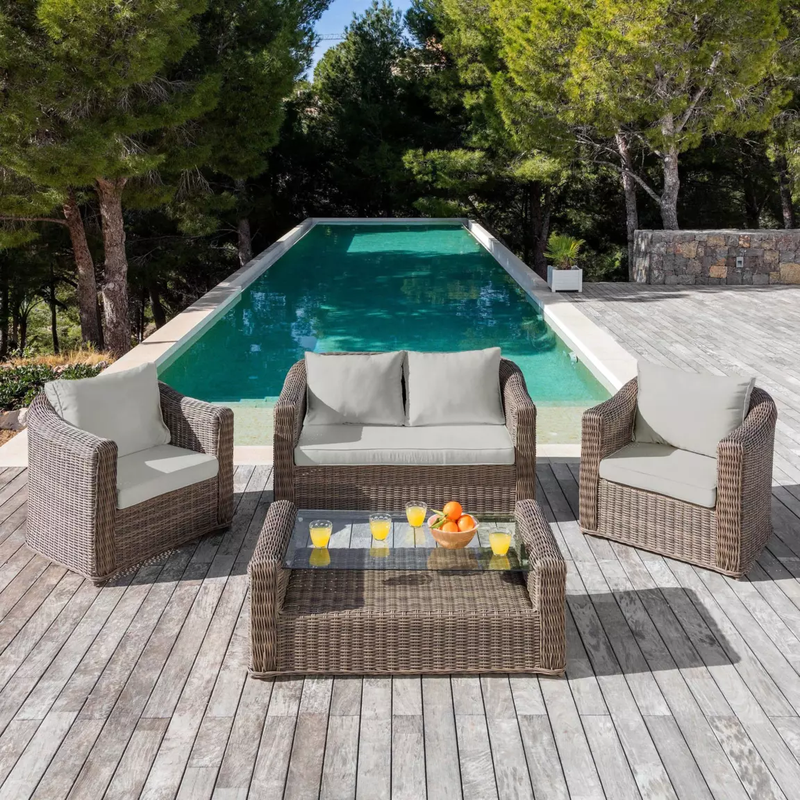 Coussins de remplacement pour salon de jardin Calvi 4 places Taupe