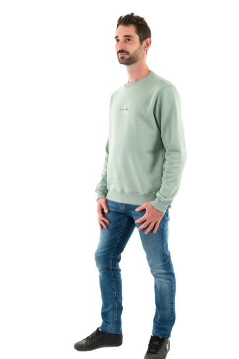 Sweat calvin klein jeans monologo crew pff slate gray
