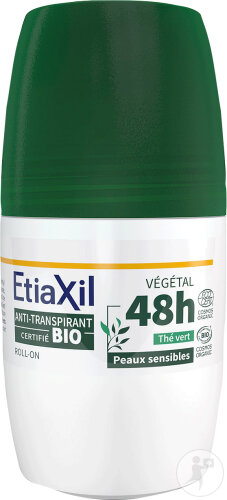 Etiaxil Déodorant Anti-Transpirant Végétal Transpiration Modérée 48h Thé Vert Bio Roll-On 50ml