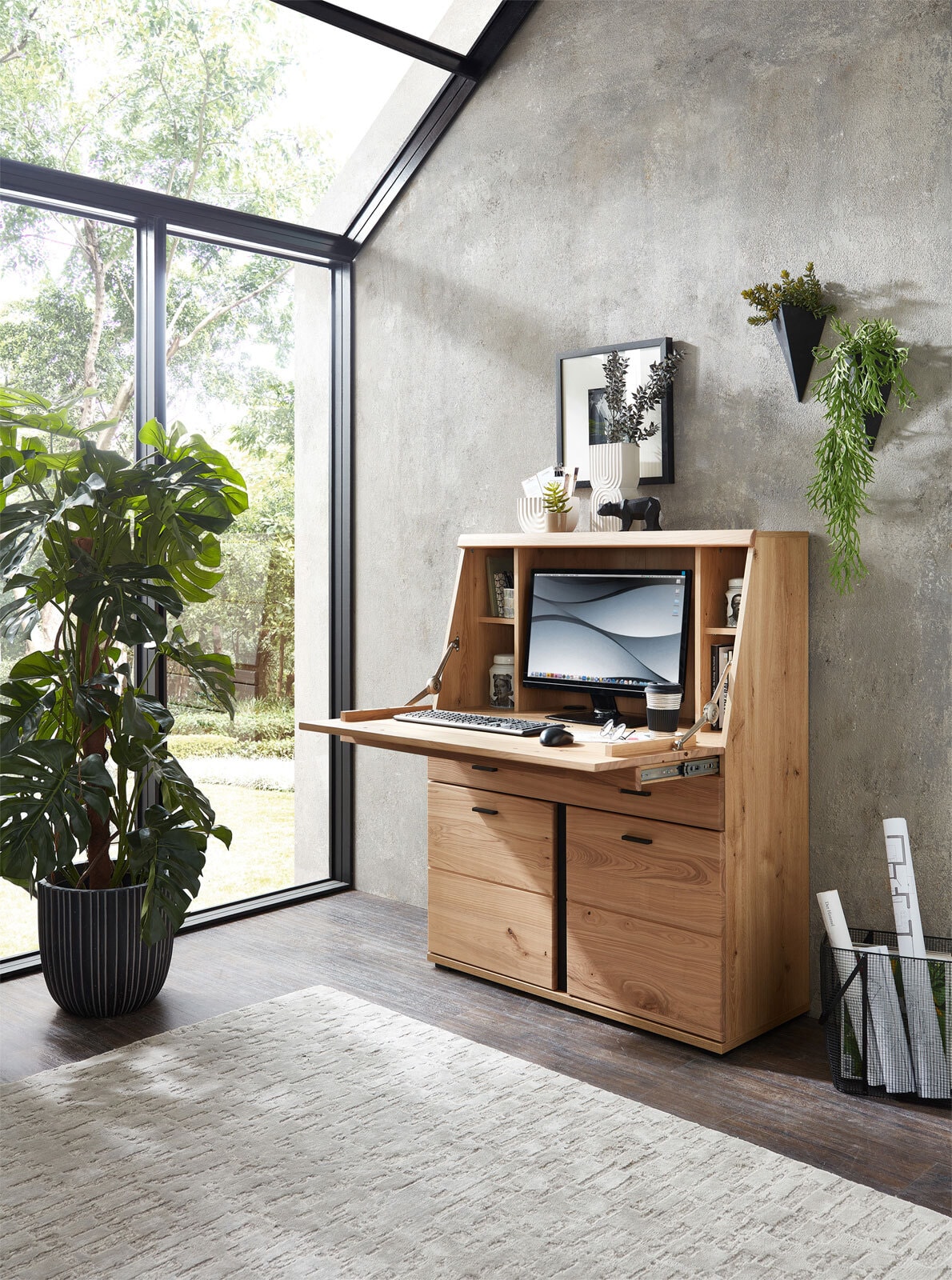 Sekretär Sonos II Front Altesche massiv gebürstet 98 x 124 x 38 cm
