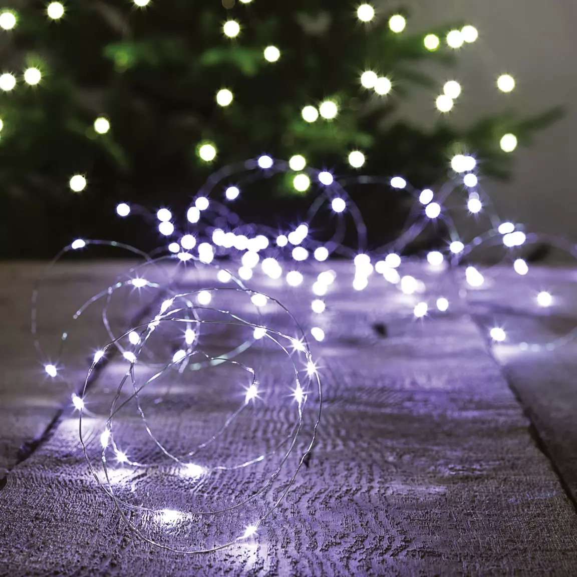 Guirlande lumineuse Solaire 20 m 200 Micro LED câble argent Coper Blanc froid