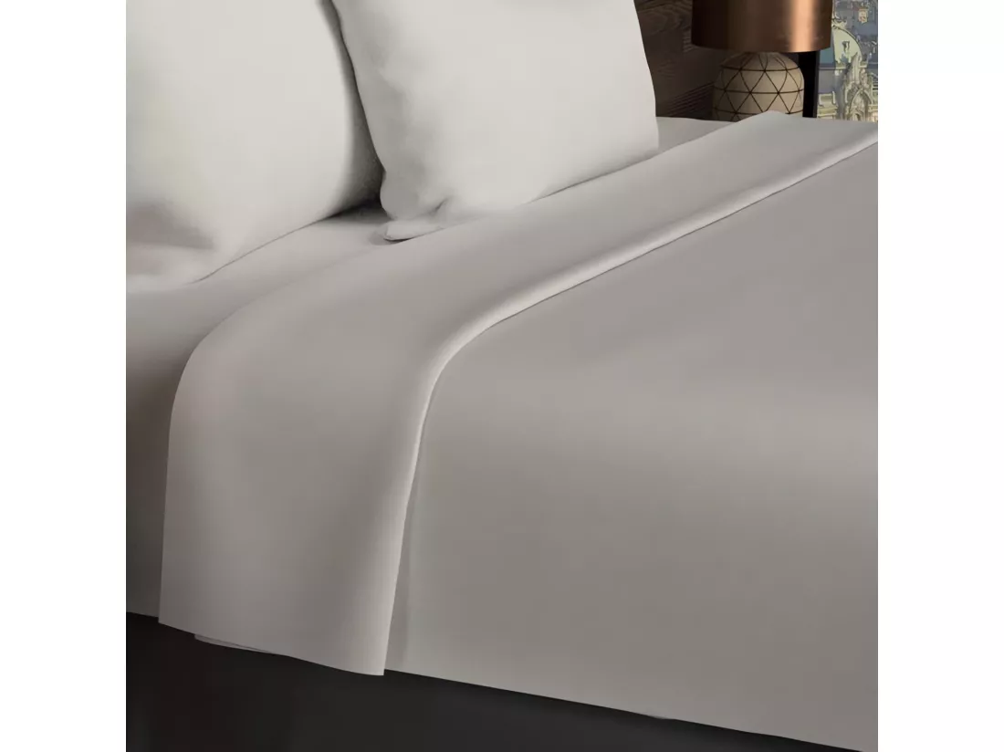 Drap plat en coton 57 fils 180x290 cm UNI lin, par Soleil d'ocre