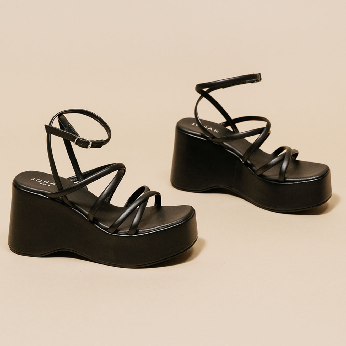 Jonak Sandales en Cuir Nolwenn noires - Talon 9 cm