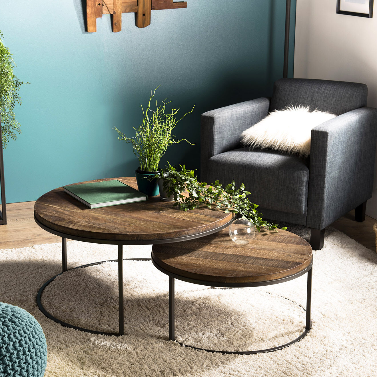 Macabane 2 Tables gigognes Sixtine teck