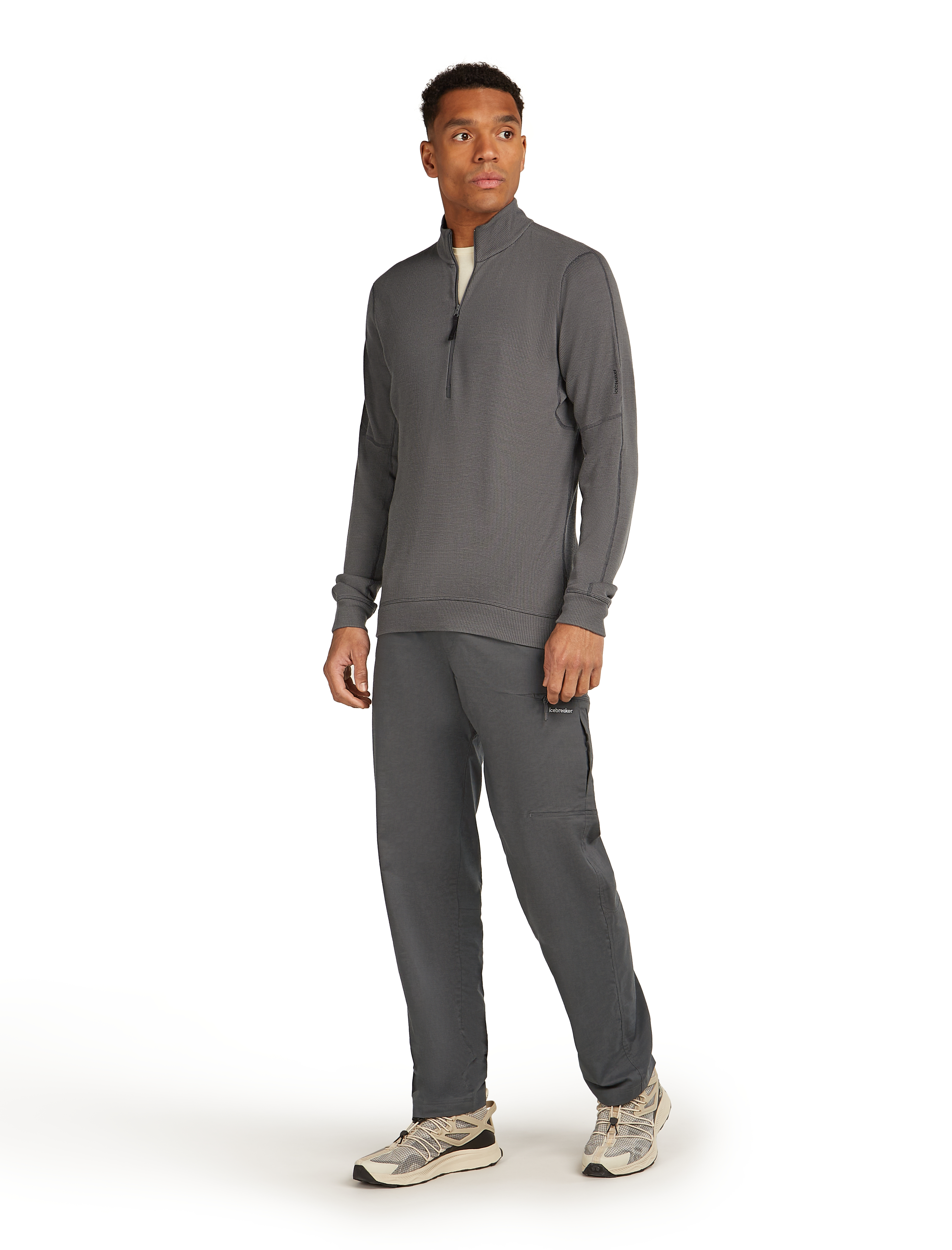 Mer 260 Waffle Knit Wander LS Half Zip Herre Obsidian