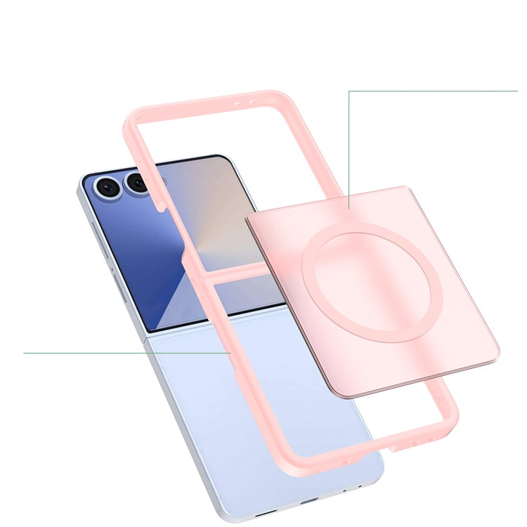 Samsung Galaxy Z Flip7 Hybrid Hardcase Hülle TPU Bumper   Kunststoff Rückseite MagSafe-Modul - Rosa / Transparent