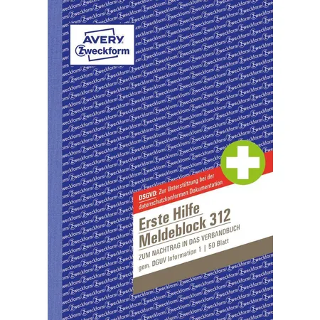 Avery Zweckform 312 Erste Hilfe Meldeblock, A5, 50 Originale, 50 Blatt