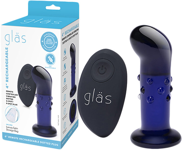 Gläs GLAS - RECHARGEABLE REMOTE CONTROLLED VIBRATING DOTTED G-SP Black