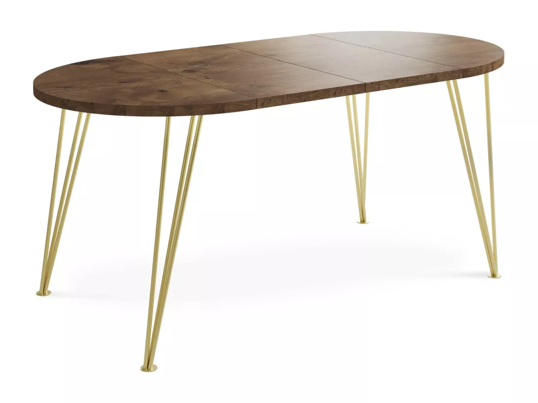 Table à Manger Extensible Ronde - Table Style Loft Avec Pieds En Métal - 100 à 180 Cm - Table Ronde Style Industriel Pour Le Salon - Compacte - Chêne Lefkas - 100 C