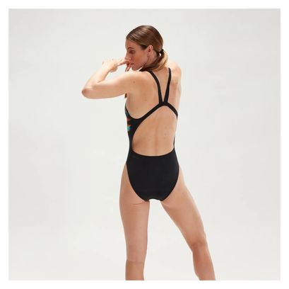 Maillot de bain 1 pièce Speedo ECO  Placement Digital Leaderback Noir/Bleu