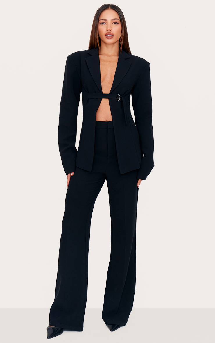 Noir Pantalon Tailleur Taille Haute Coupe Tall