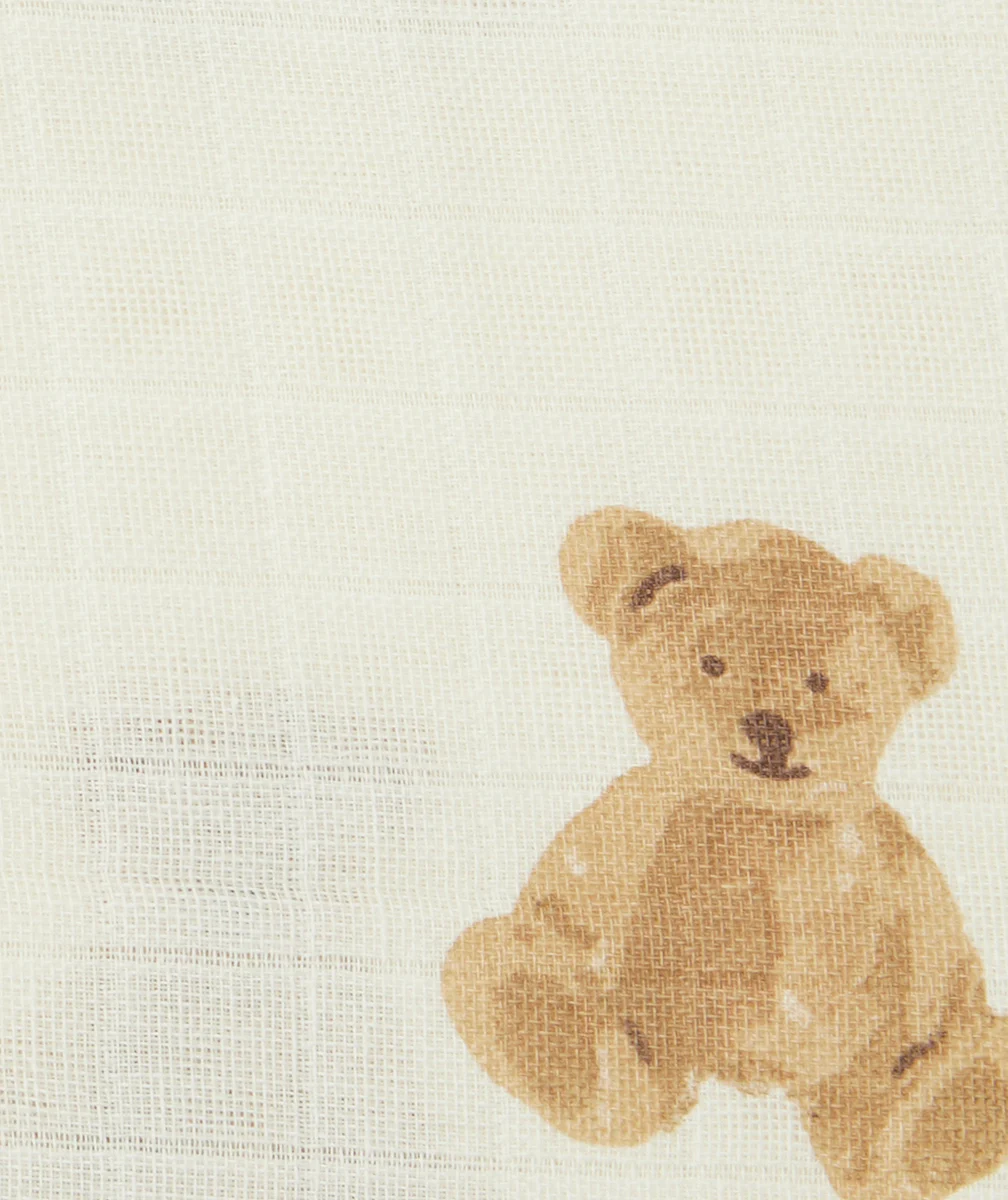 JOLLEINLOT DE 3 LANGES 70x70CM EN GAZE DE COTON IMPRIMÉ OURS