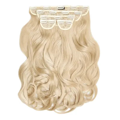 Super Thick 22 Inch 5 Piece Blow Dry Wavy Clip In Hair Extensions Light Blonde