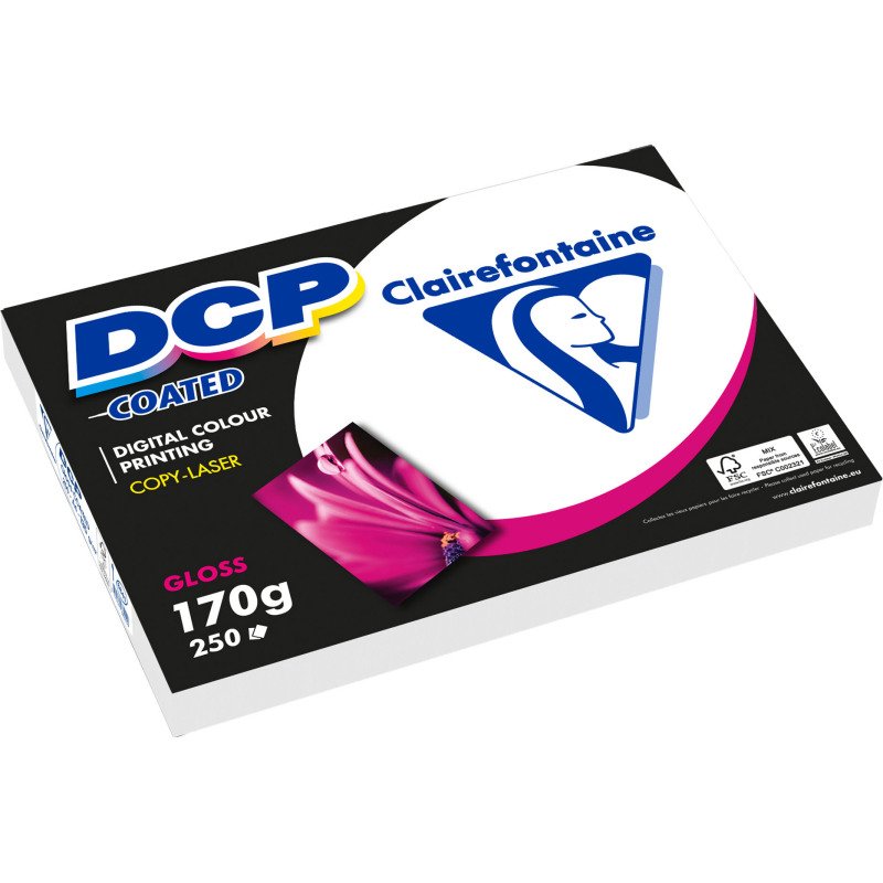 Papier couché brillant A4 blanc 170 g Clairefontaine DCP Coated - Ramette de 250 feuilles