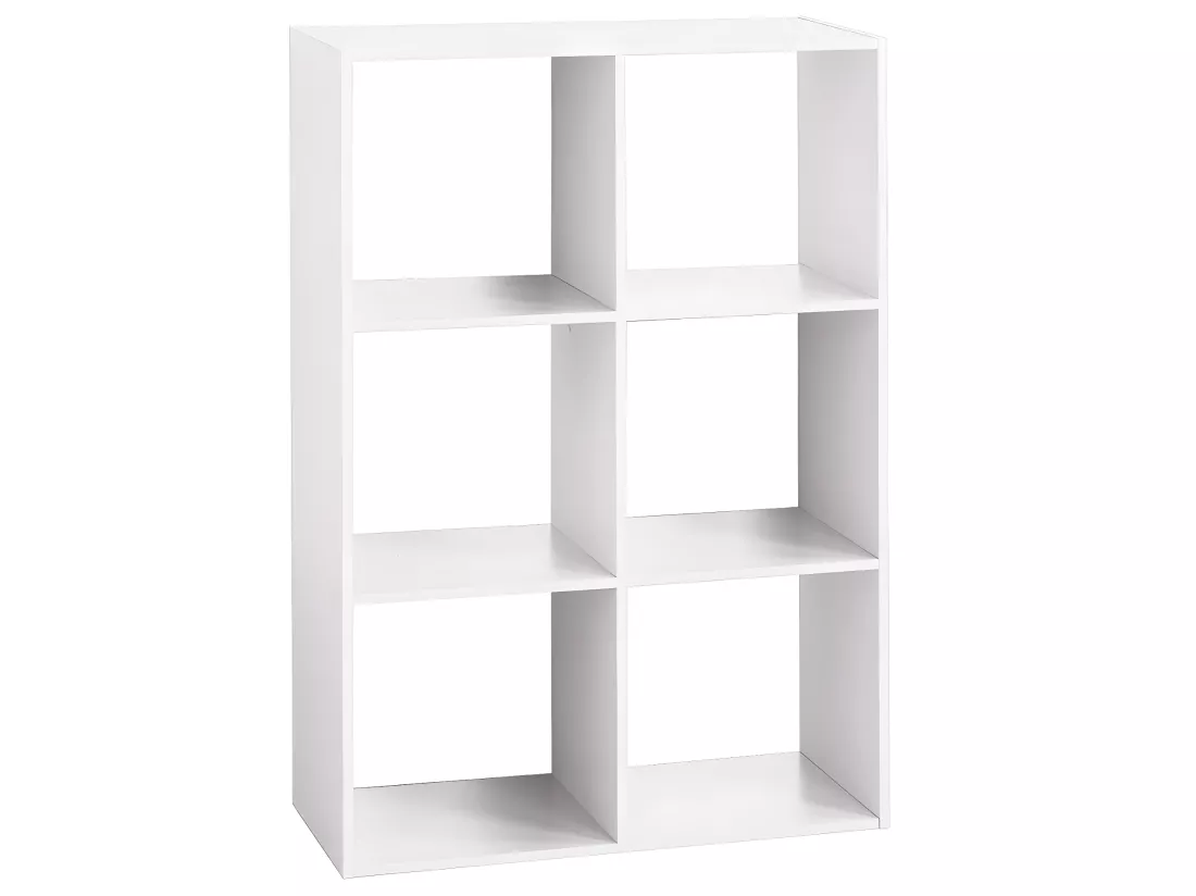 Meuble Étagère 6 cases de rangement Blanc H 100.5 cm