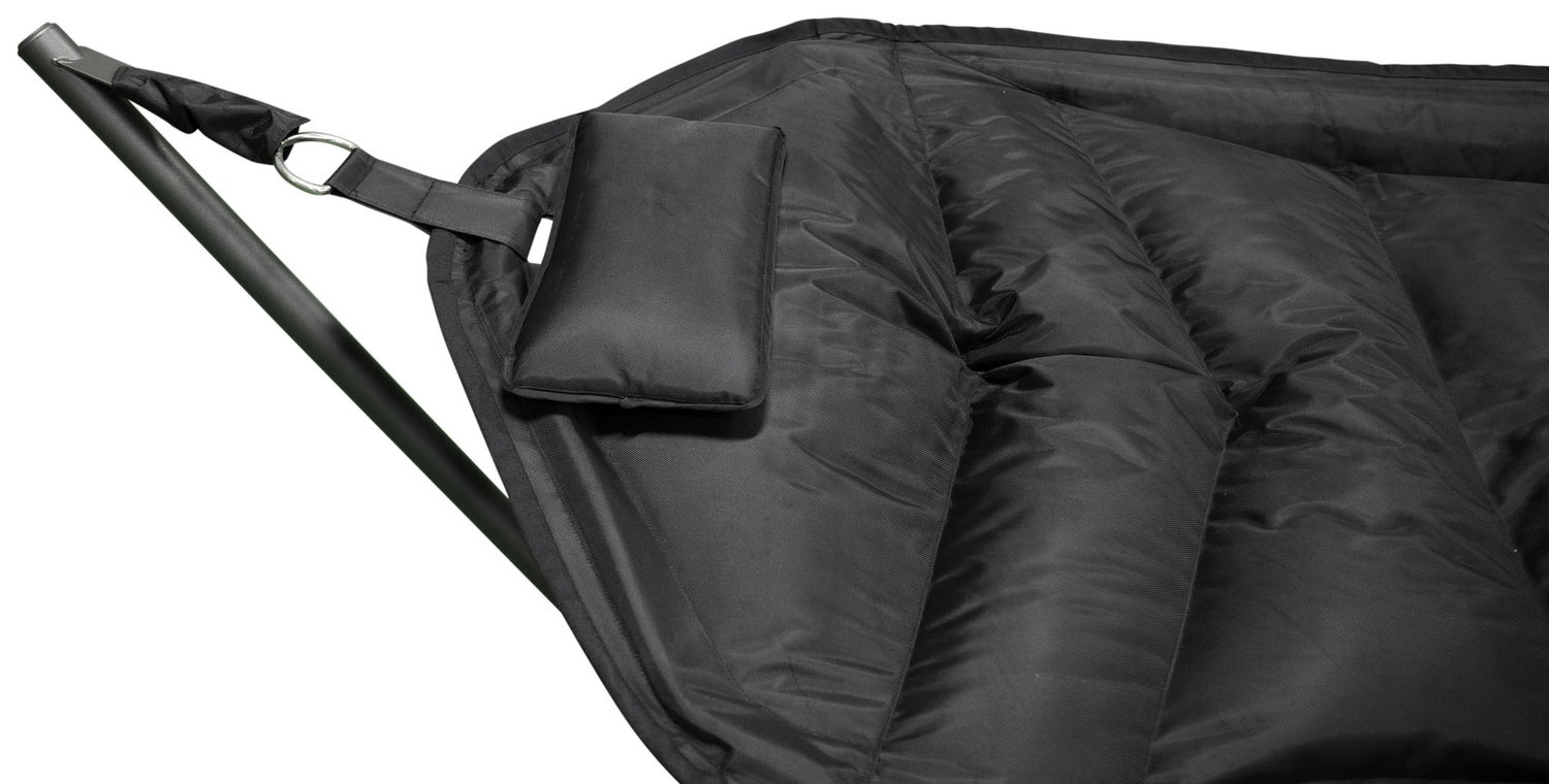 Nino hangmat op standaard, zwart. 104 x 299 x 101 cm