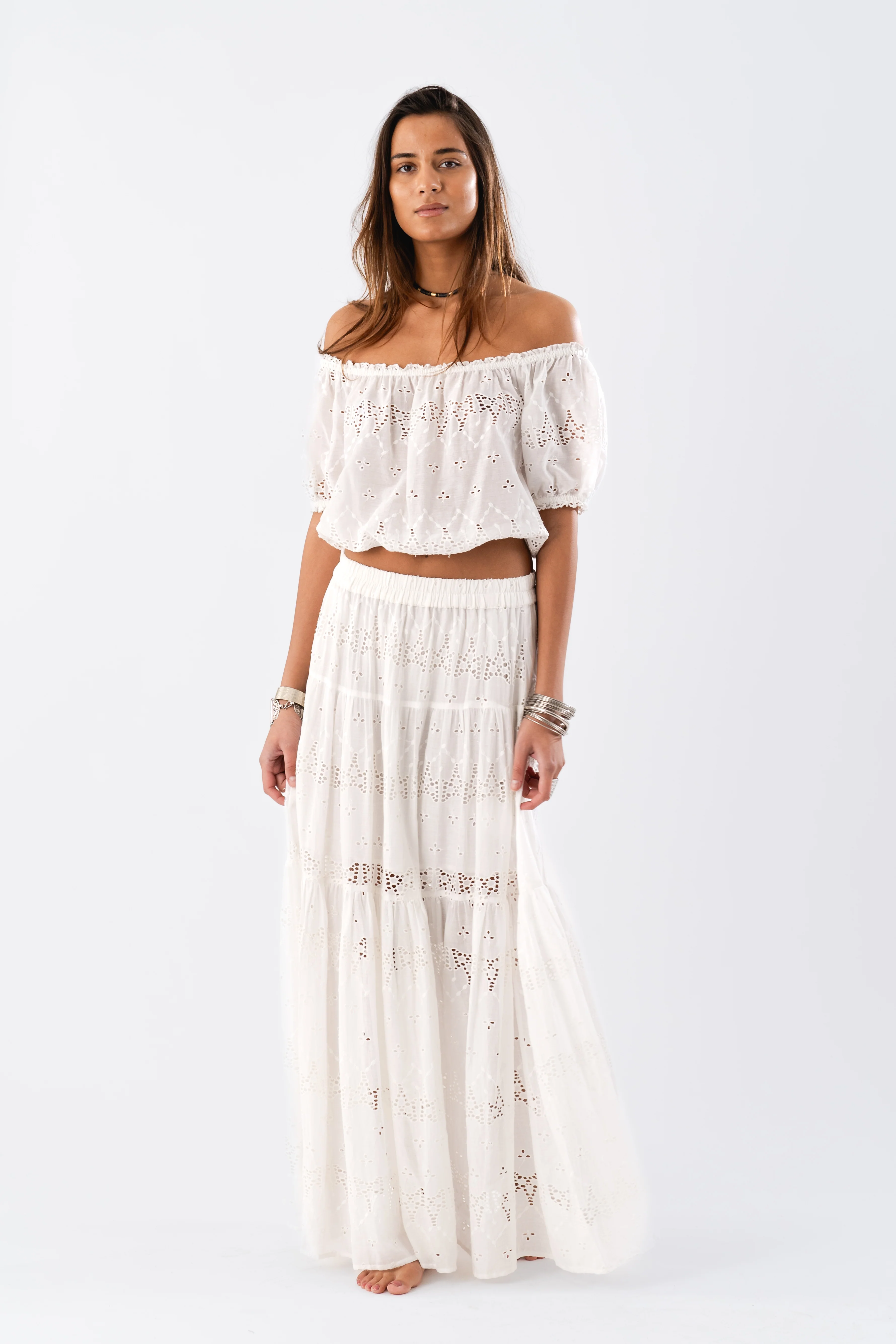 Lollys Laundry  Sunset lang nederdel - Cream