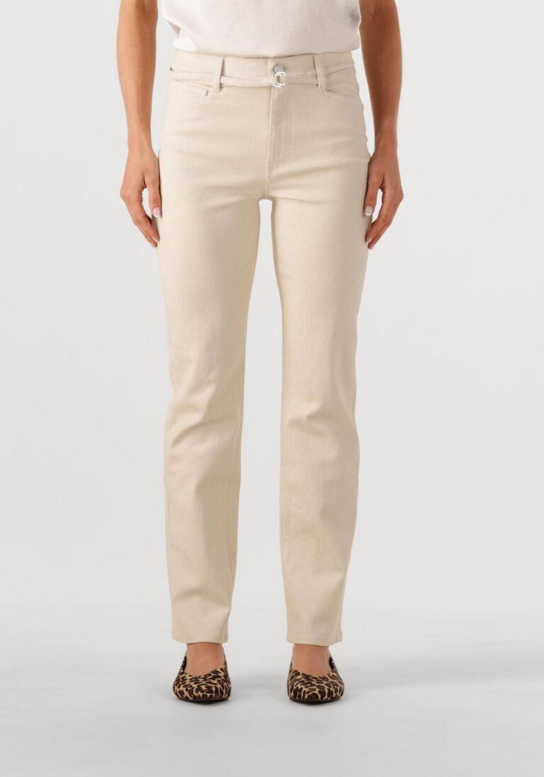 beige dante6 wijde broek amanda metallic straight cropped jeans