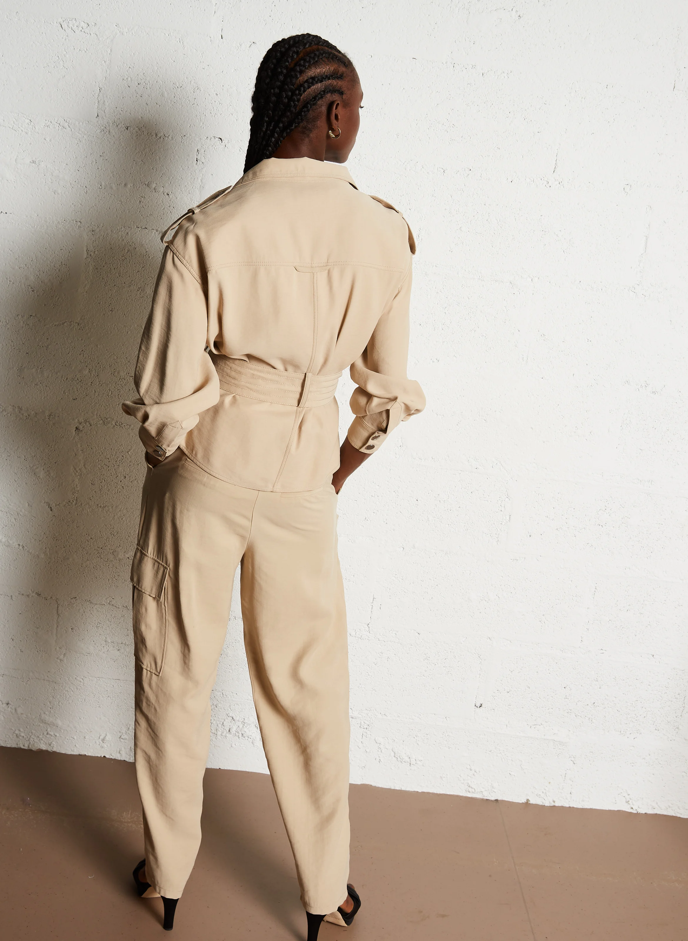 LISON - Veste légère droite à col montant | Beige
