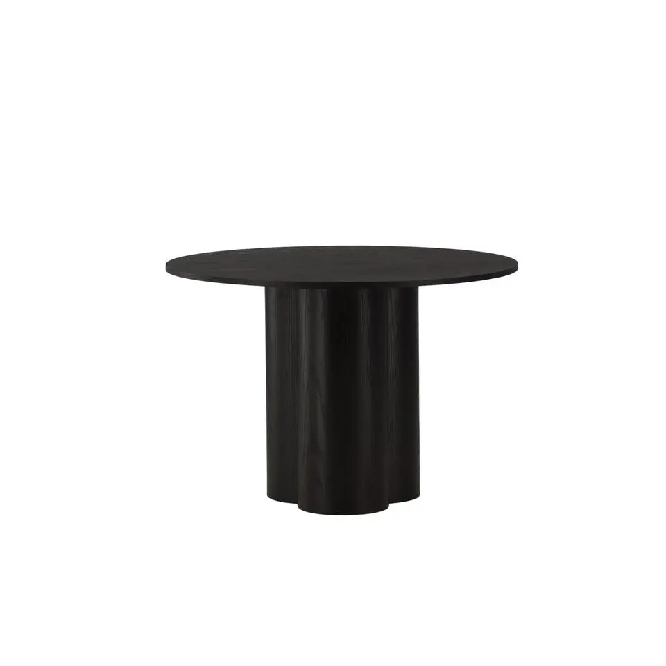 Eettafel Rond Zwart 110cm - Fineer - Scandinavisch - Tafel Olivia