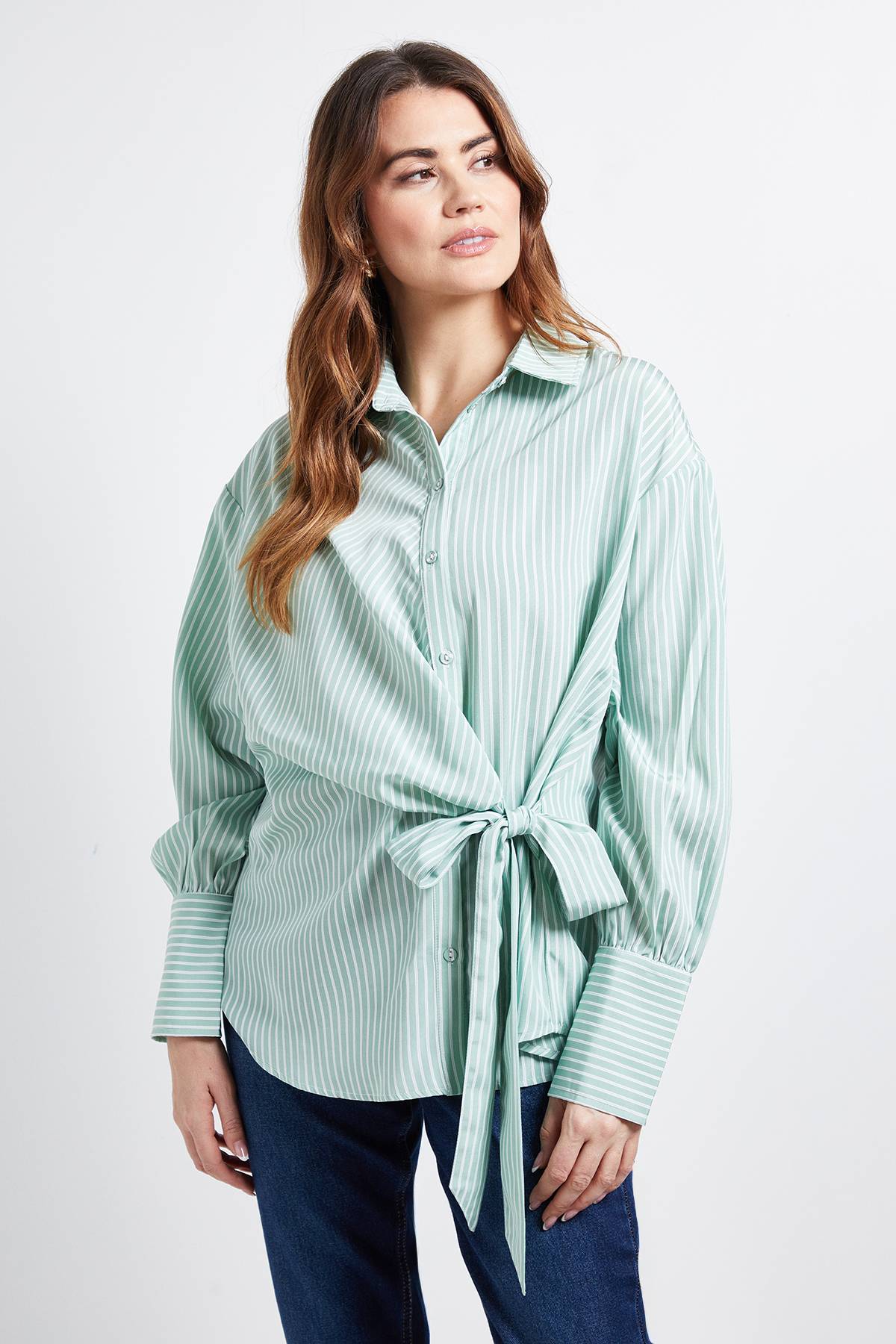 Wallis Chemise à Rayures avec Lien Latéral