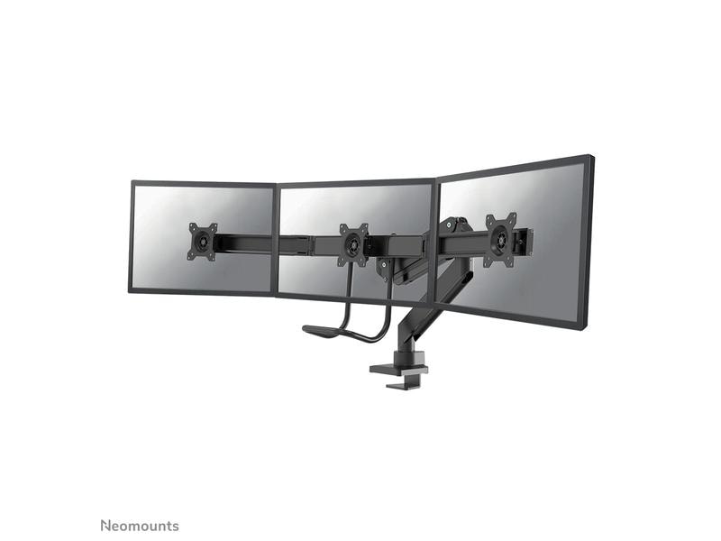 NEOMOUNTS Tischhalterung NM-D775DX3 bis 18 kg – Schwarz Neig-, Schwenk- und Drehbare Halterung für drei Flachbildschirme bis 27