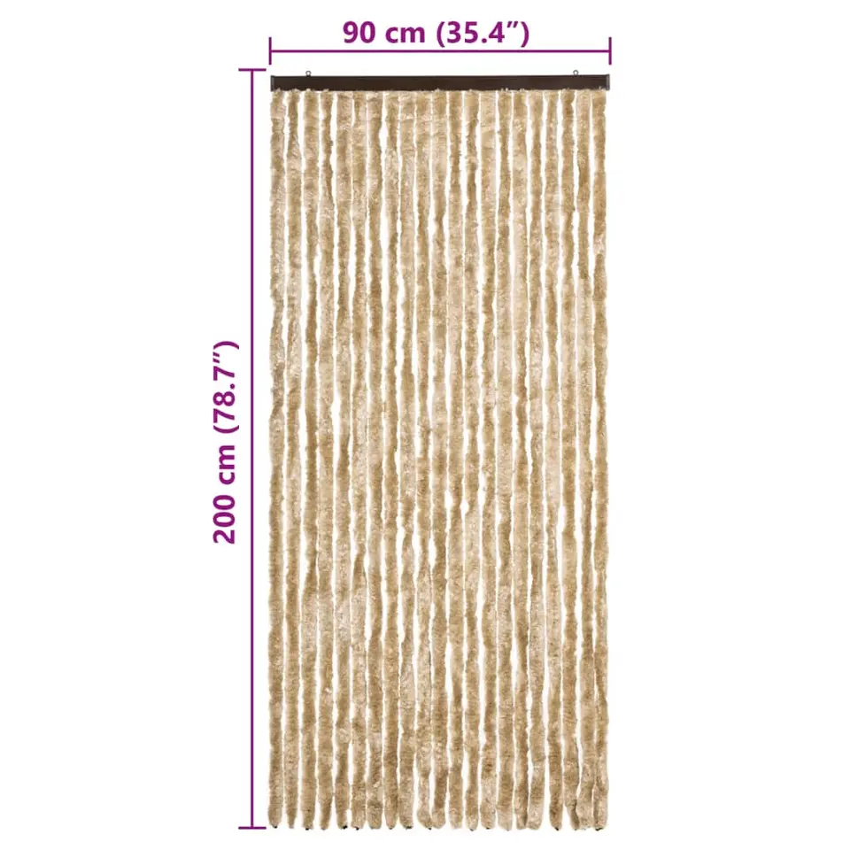 vidaXL - Deurgordijn - Beige - Polypropyleen - 90 x 200 cm