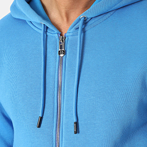 Sweat Zippé Capuche Bleu