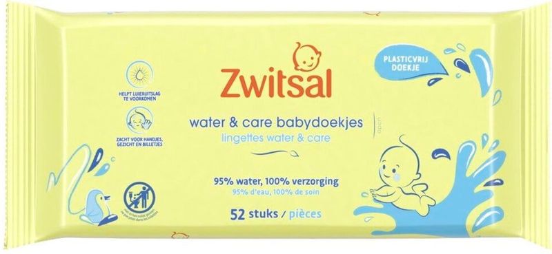 Zwitsal - Billendoekjes- Water & Care met Zwitsalgeur - 624 Babydoekjes - 12 X 52 Stuks