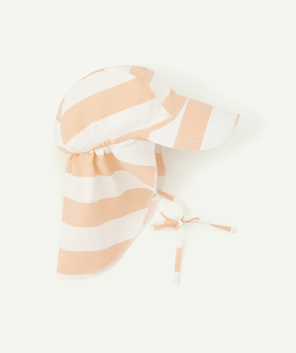 LASSIGCASQUETTE PROTÈGE NUQUE RAYÉE BLANC CASSÉ ET PÊCHE
