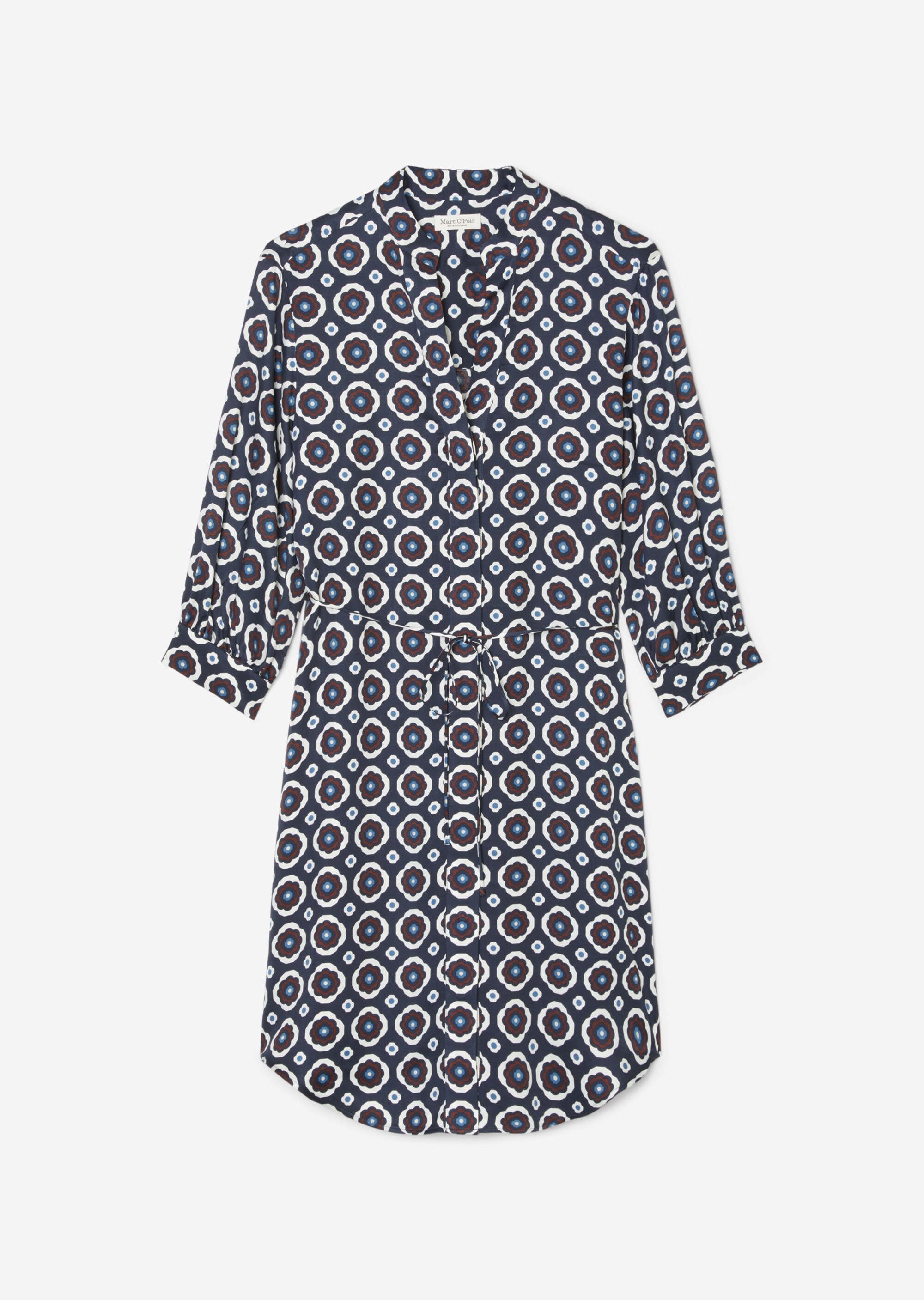 Hemdblusenkleid mit 3/4-Ärmeln relaxed aus Viskose-Twill