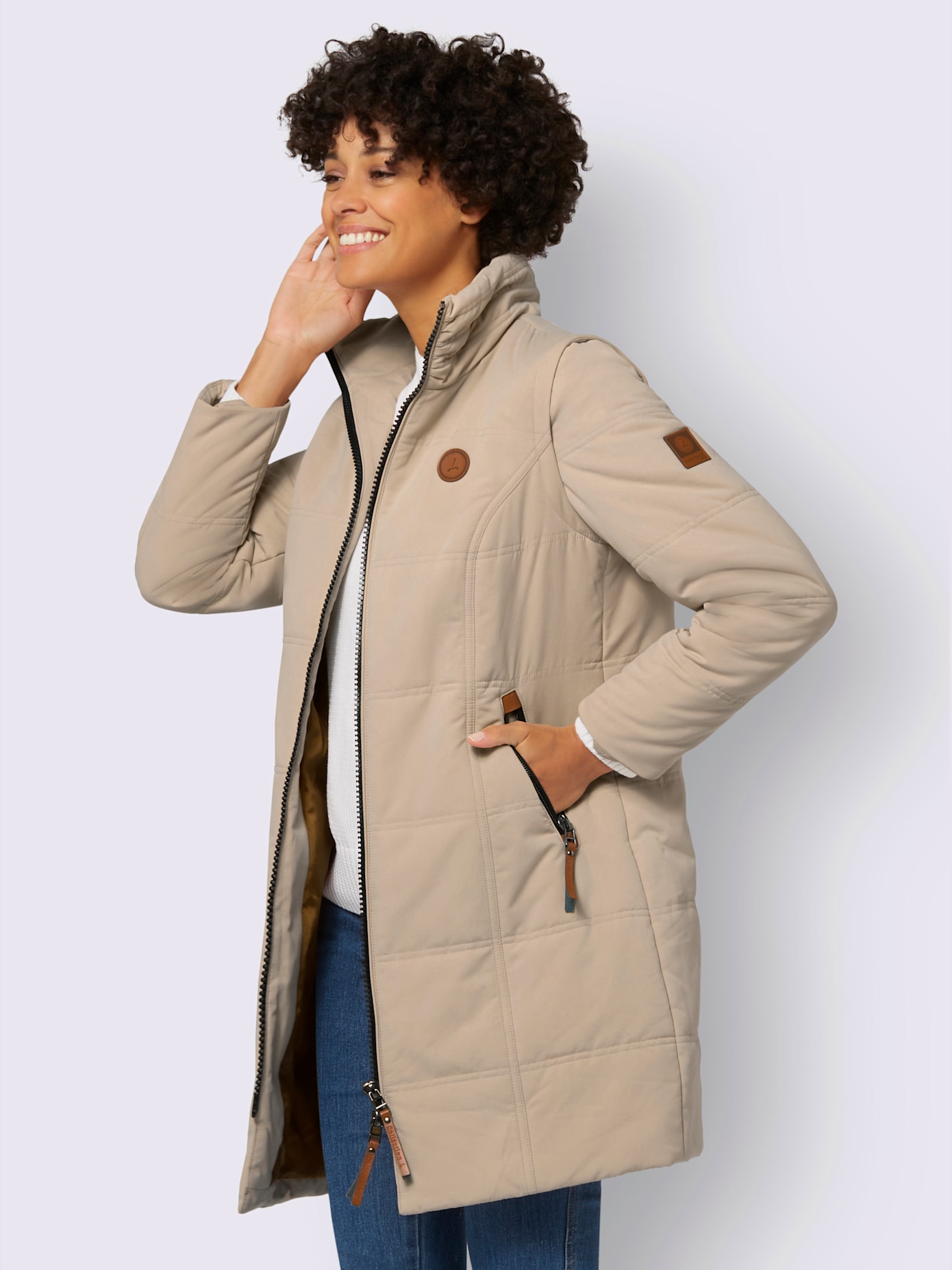 Veste longue col montant chaud
