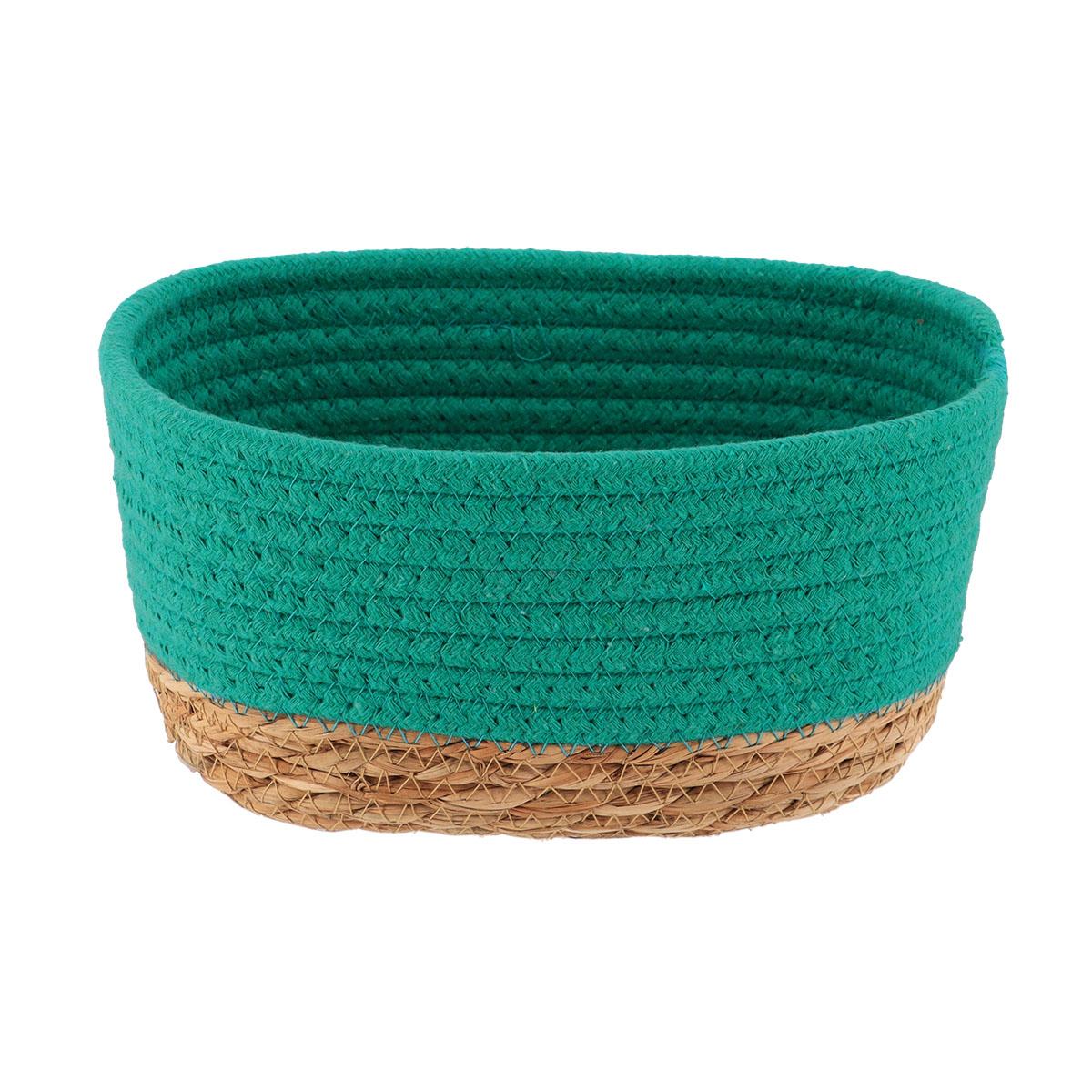 PANIER RECTANGLE COTON VEGETALE 21X13X12CM VERT CARAIBES
