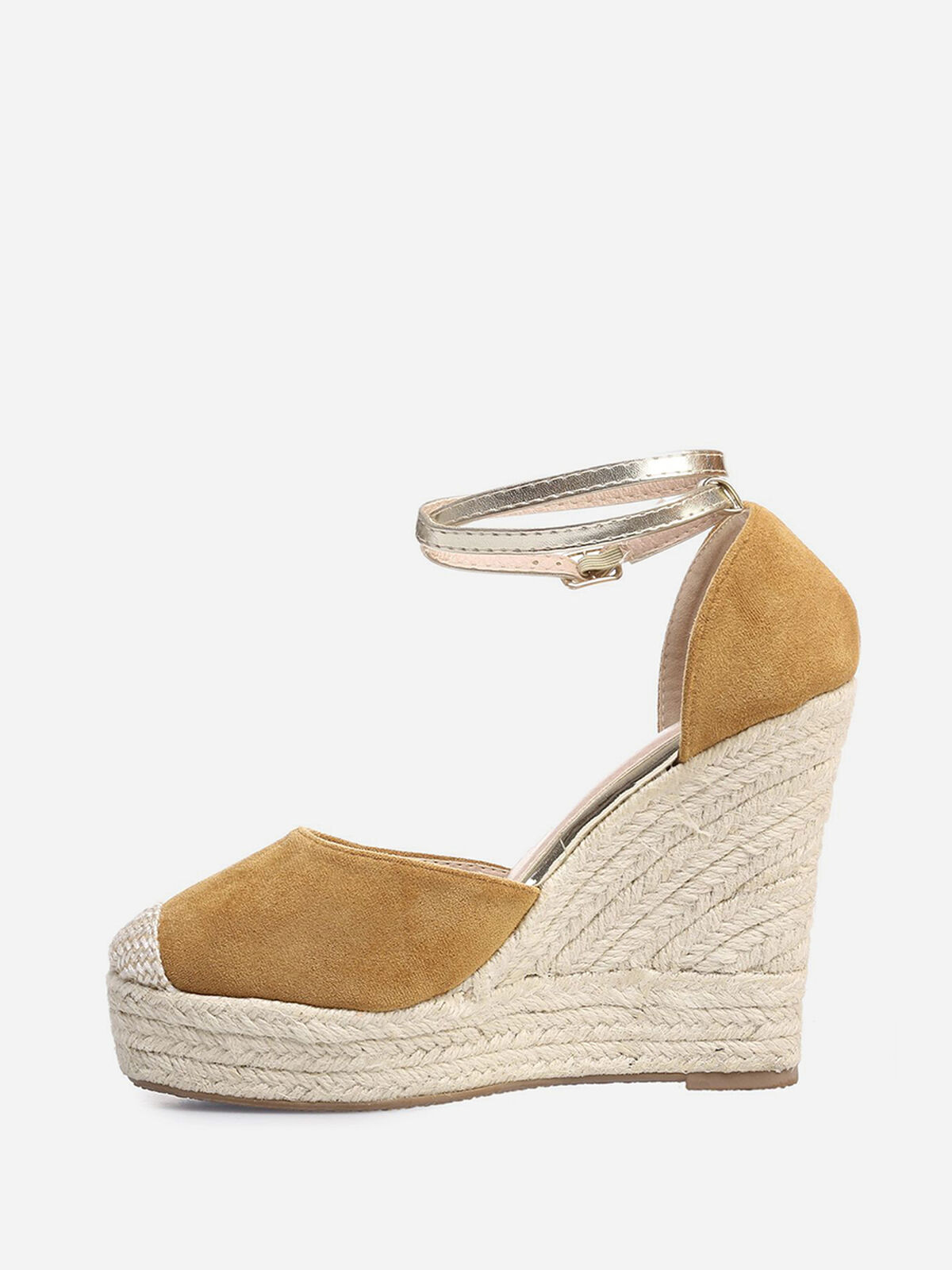 Espadrilles compensées avec bride- Camel