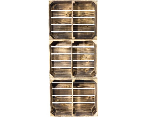 Vintage gevlamde fruitkist 50x40x30 cm set van 3