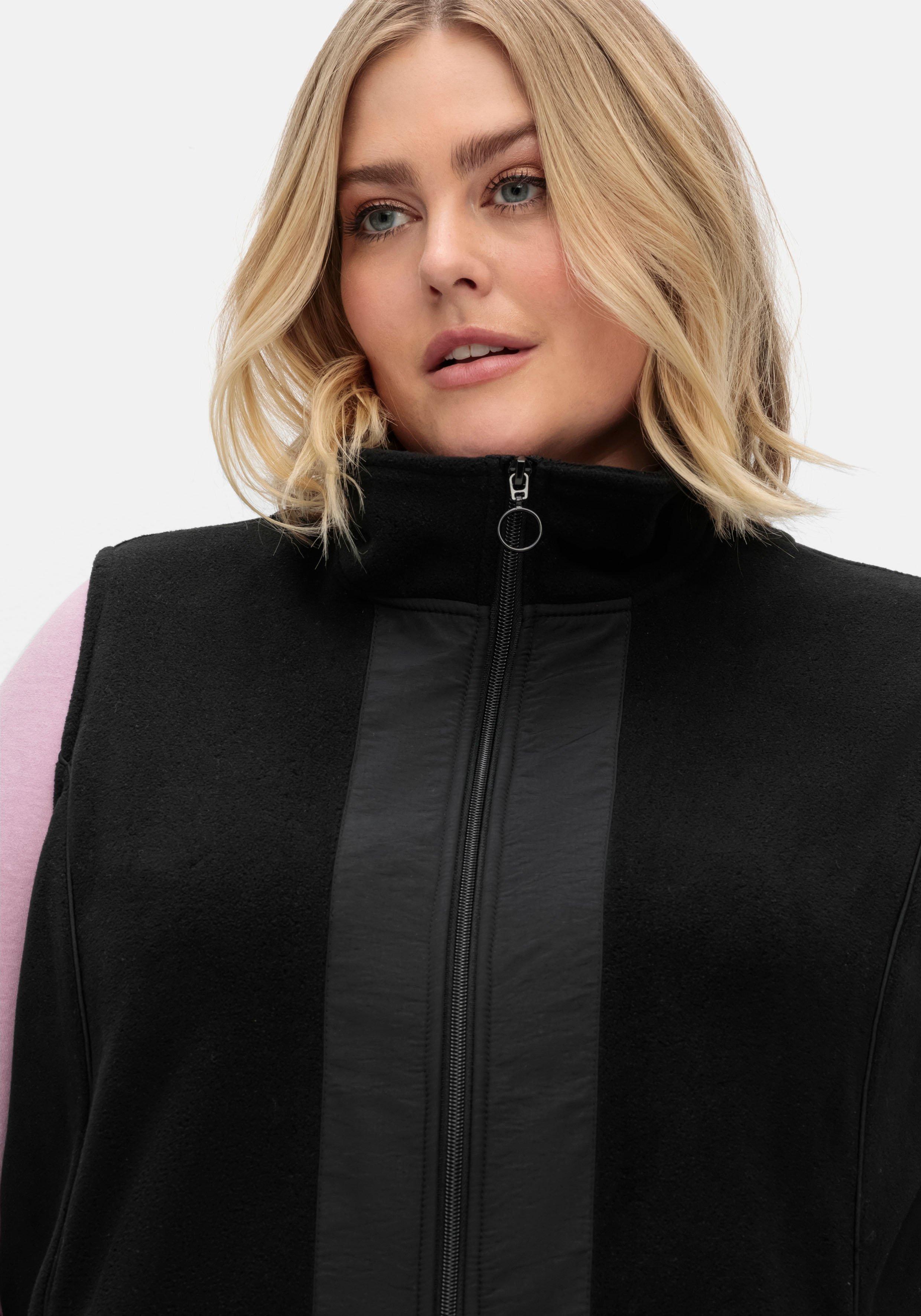 Fleeceweste mit Stehkragen und 2-Wege-Zipper