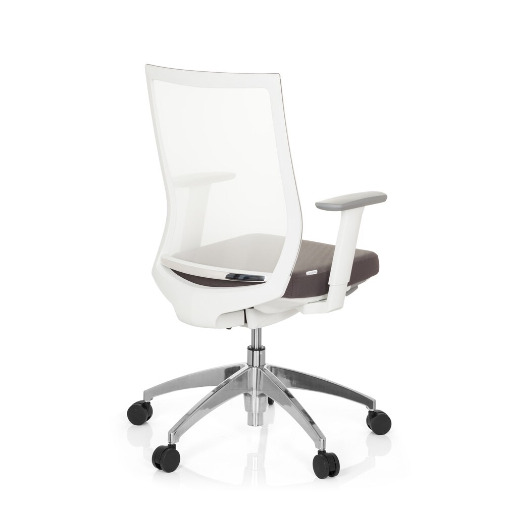 Profi Bürostuhl ASPEN WHITE Stoff/Netzstoff mit Armlehnen (höhenverstellbar) hjh OFFICE