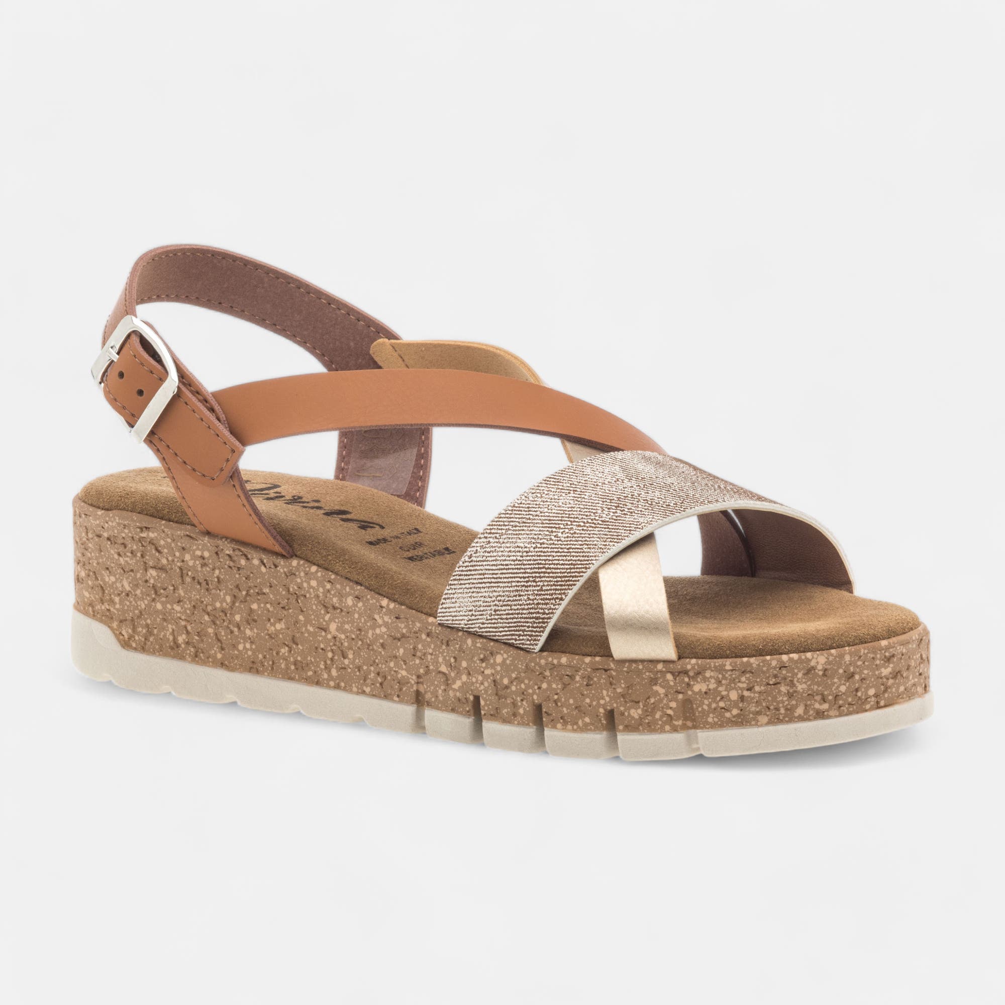 Sandales à talon compensé Femme cognac