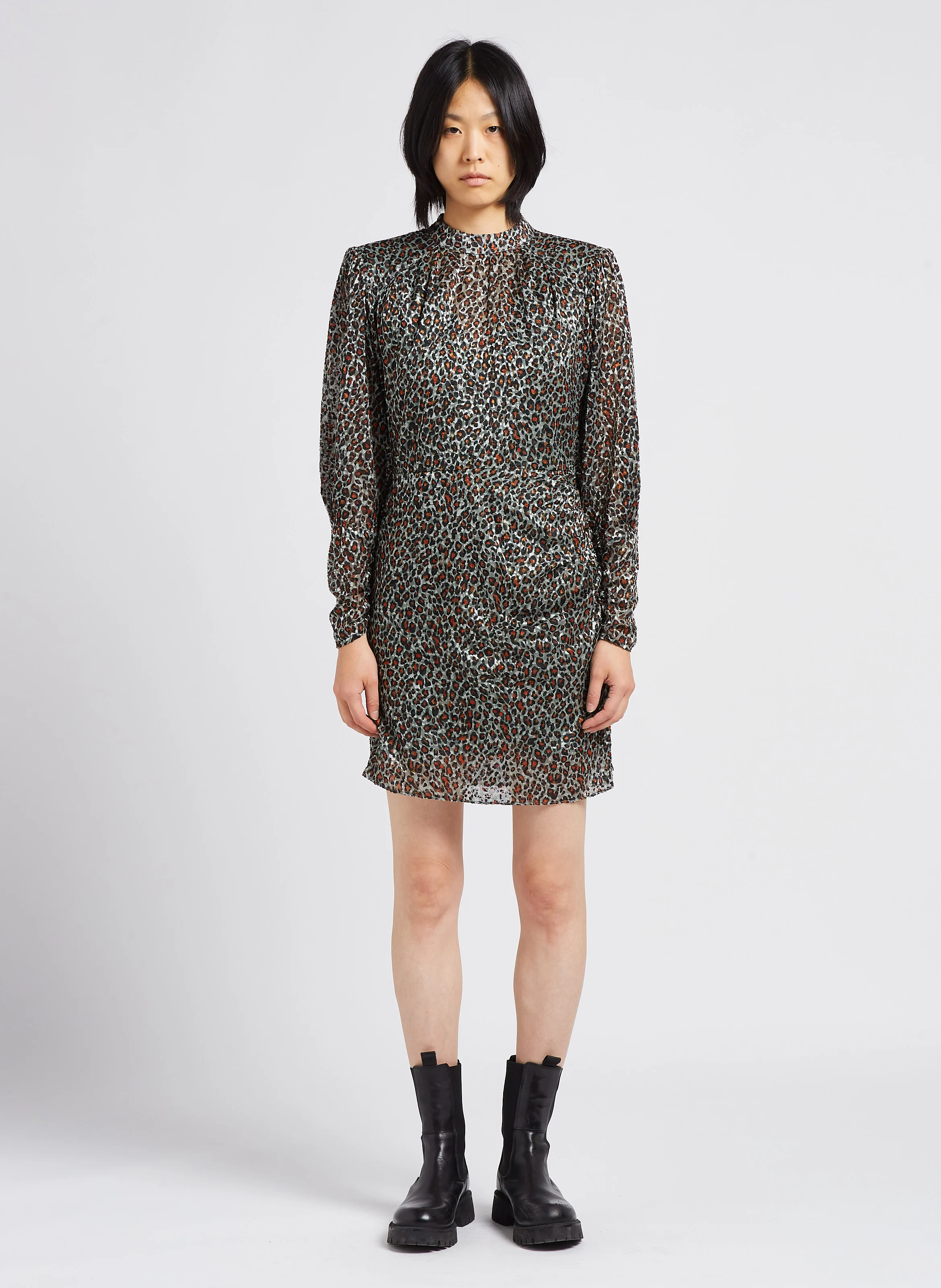 Robe col montant cintrée | Vert