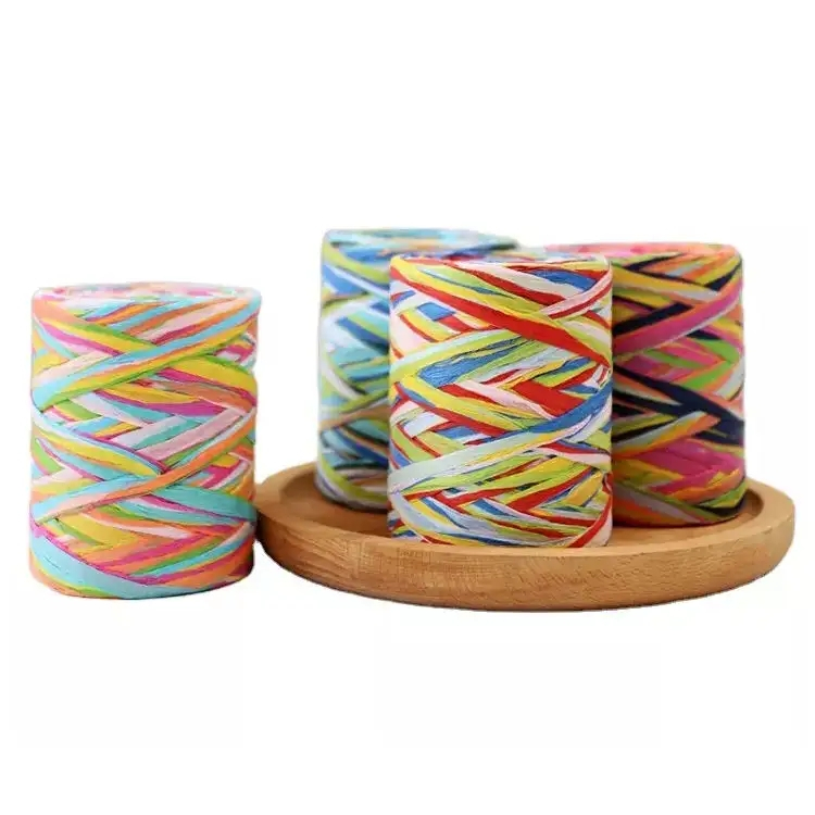 (80m) Raffia Bast Geschenkband 6-farbiges Bastel Deko Band - Style 1