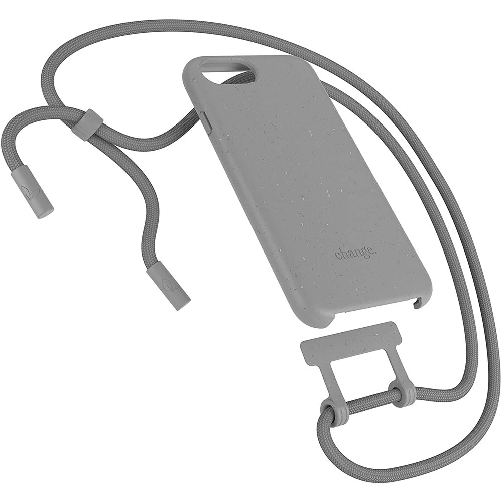 iPhone SE (2022/2020) / 8 / 7 / 6S Necklace ChangeCase Antimikrobielle Hülle Vegan Abbaubar   Abnehmbare Handykette CHA002 - Cool Grey