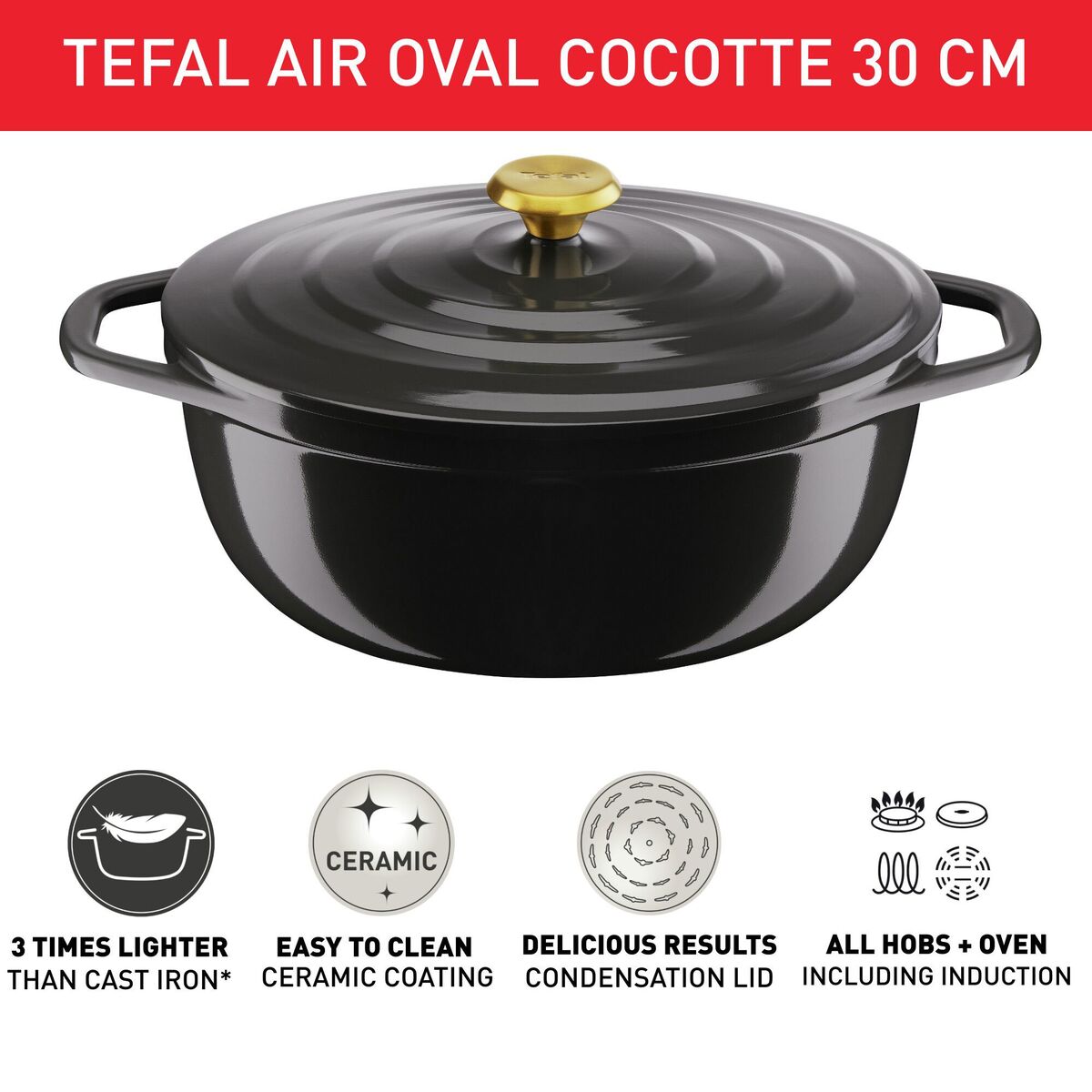 Air oval gryte, 5,7 liter, 30 cm, grå