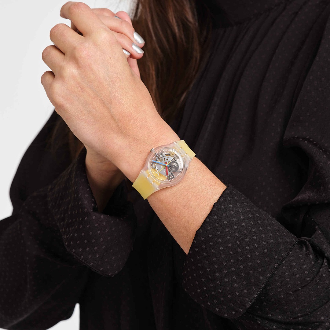 Swatch Original 34 Clearly Yellow Striped