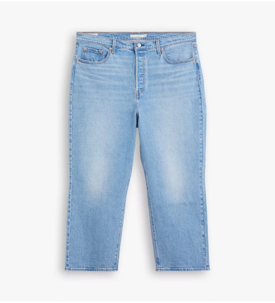 Calça jeans reta Levi's Ribcage Blue na altura do tornozelo