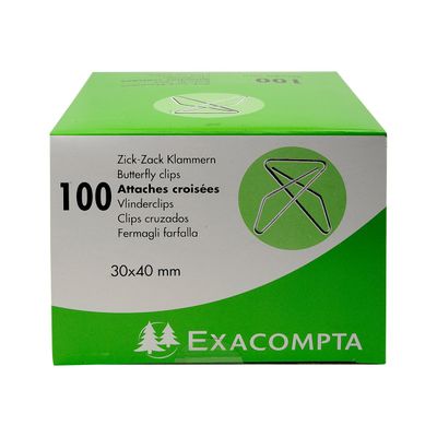Exacompta - 100 Trombones attaches croisées - 30 x 40 mm