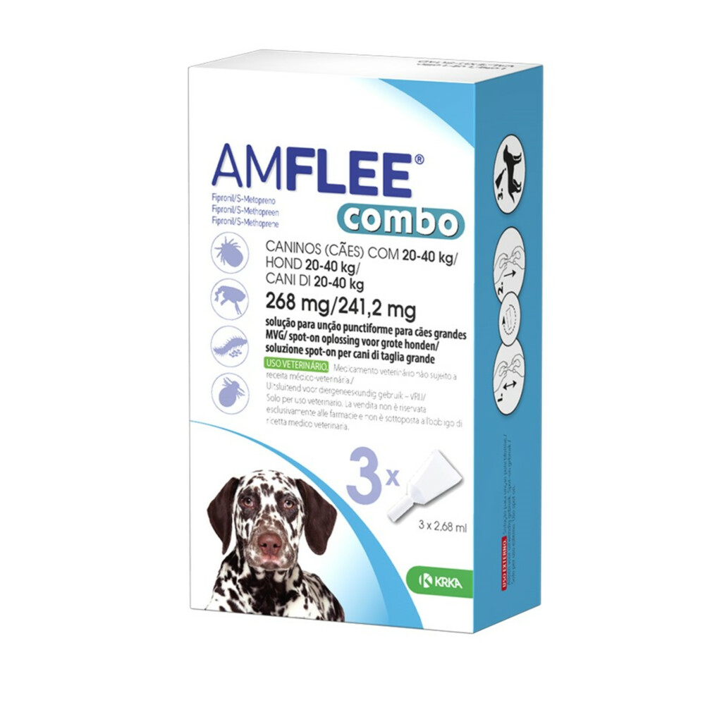 Amflee Spot On Combo Anti Vlooien en Teken Druppels Hond 20-40 kg3 pipetten