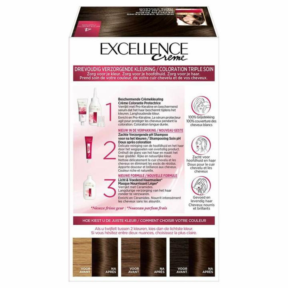 L'Oréal Excellence Crème Permanente Crèmekleuring 4 Middenbruin
